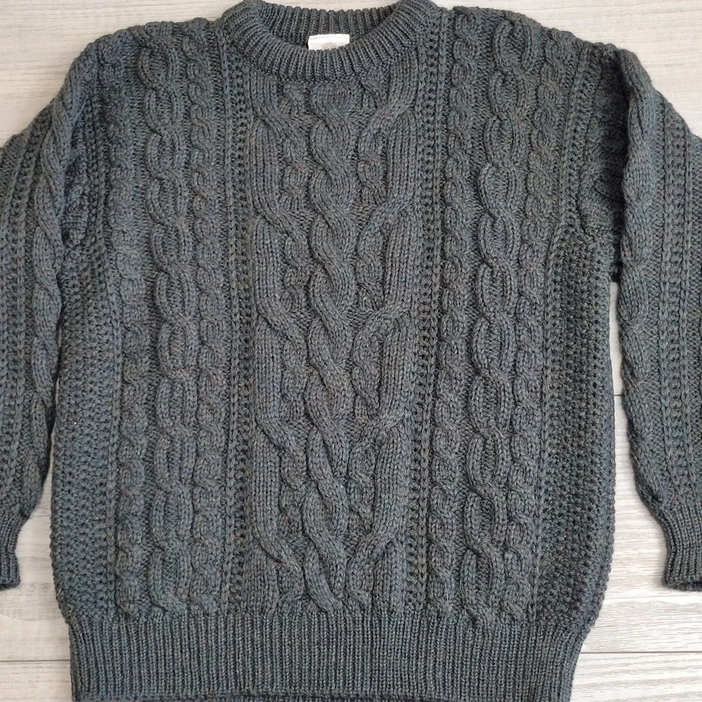 🐑VTG Bonner of Ireland Wool Sweater Mens L Heavy Aran Cable Fisherman Ireland